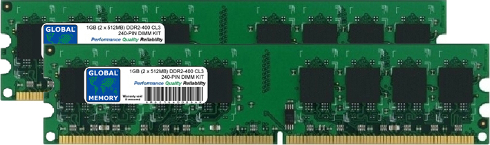 1GB (2 x 512MB) DDR2 400MHz PC2-3200 240-PIN DIMM MEMORY RAM KIT FOR PC DESKTOPS/MOTHERBOARDS